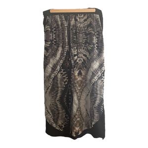 Spanner Maxi Skirt over Pants Tie Dye Print Skirt over Black Pants Large